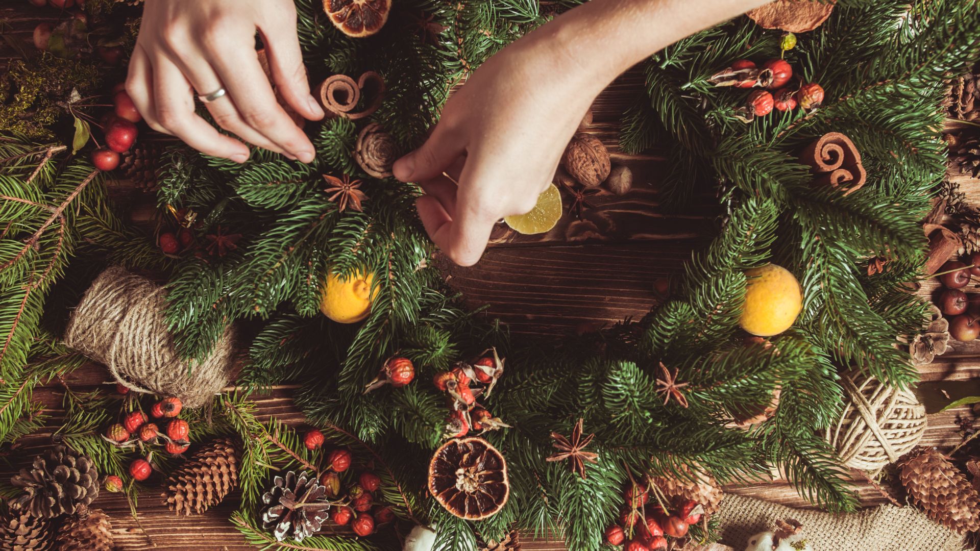 Christmas wreath making